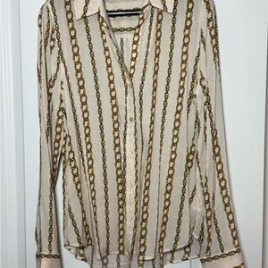 L'AGENCE Chain Pattern Blouse in Cream and Gold